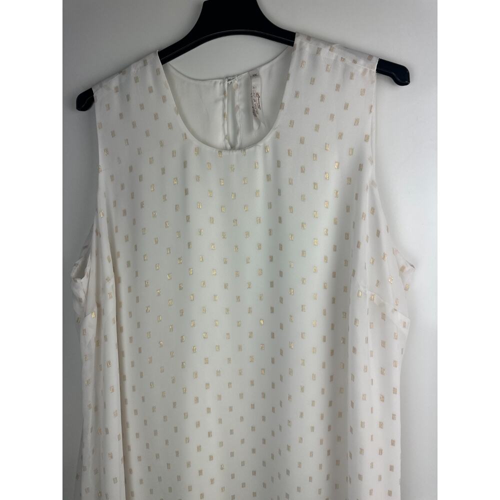 Melissa McCarthy Sleeveless Tunic Top Overlay Blouse White Gold Plus Size 3X - Picture 10 of 16